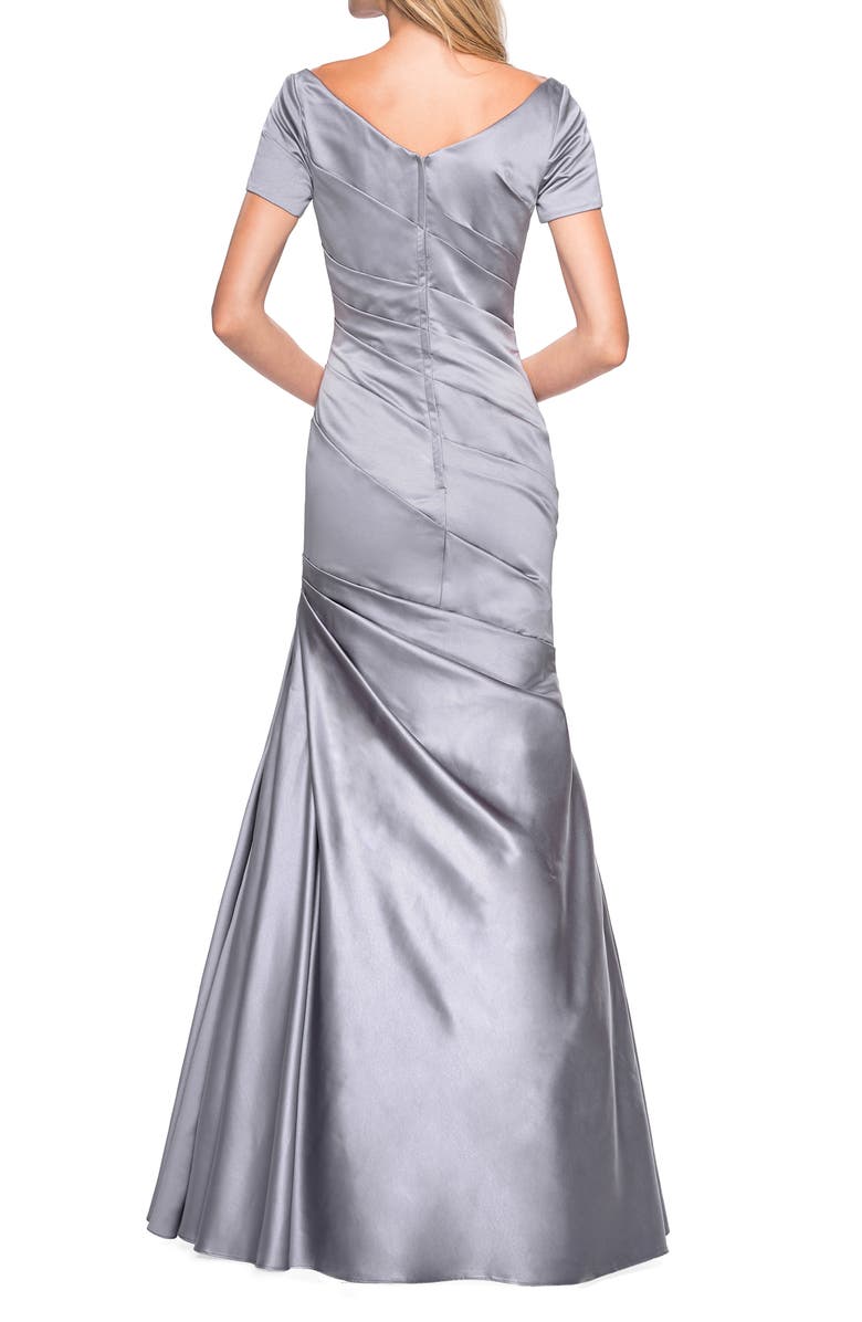 La Femme Timeless Satin Mermaid Gown, Alternate, color,