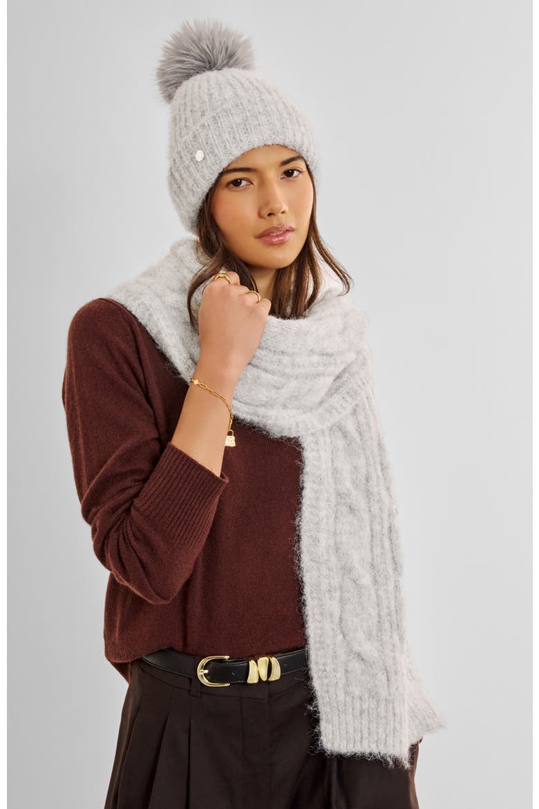 Cable Knit Scarf, Alternate, color, Light Grey