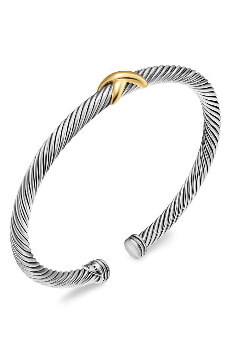 David Yurman X Classic Cable Station Bracelet in Sterling Silver with 14K Gold, 4mm, Alternate, color, Silver/ Gold