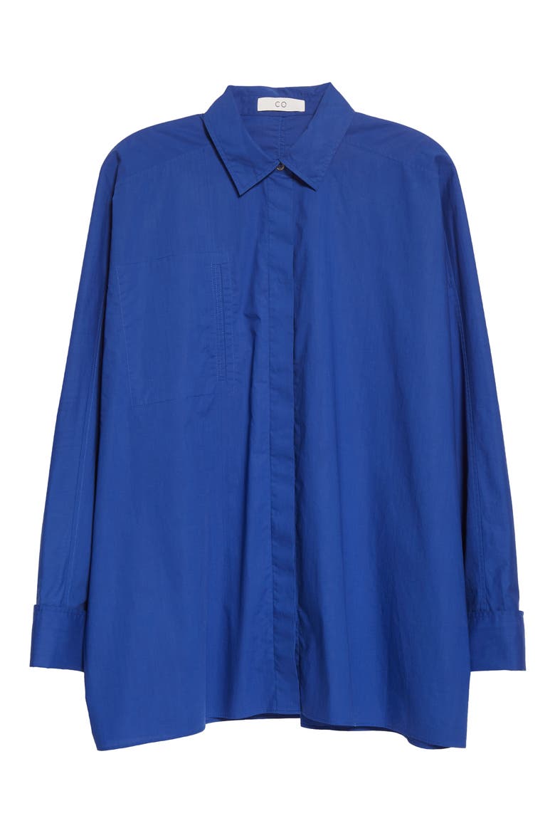 Cotton Button-Up Shirt, Alternate, color, 431 AZURE