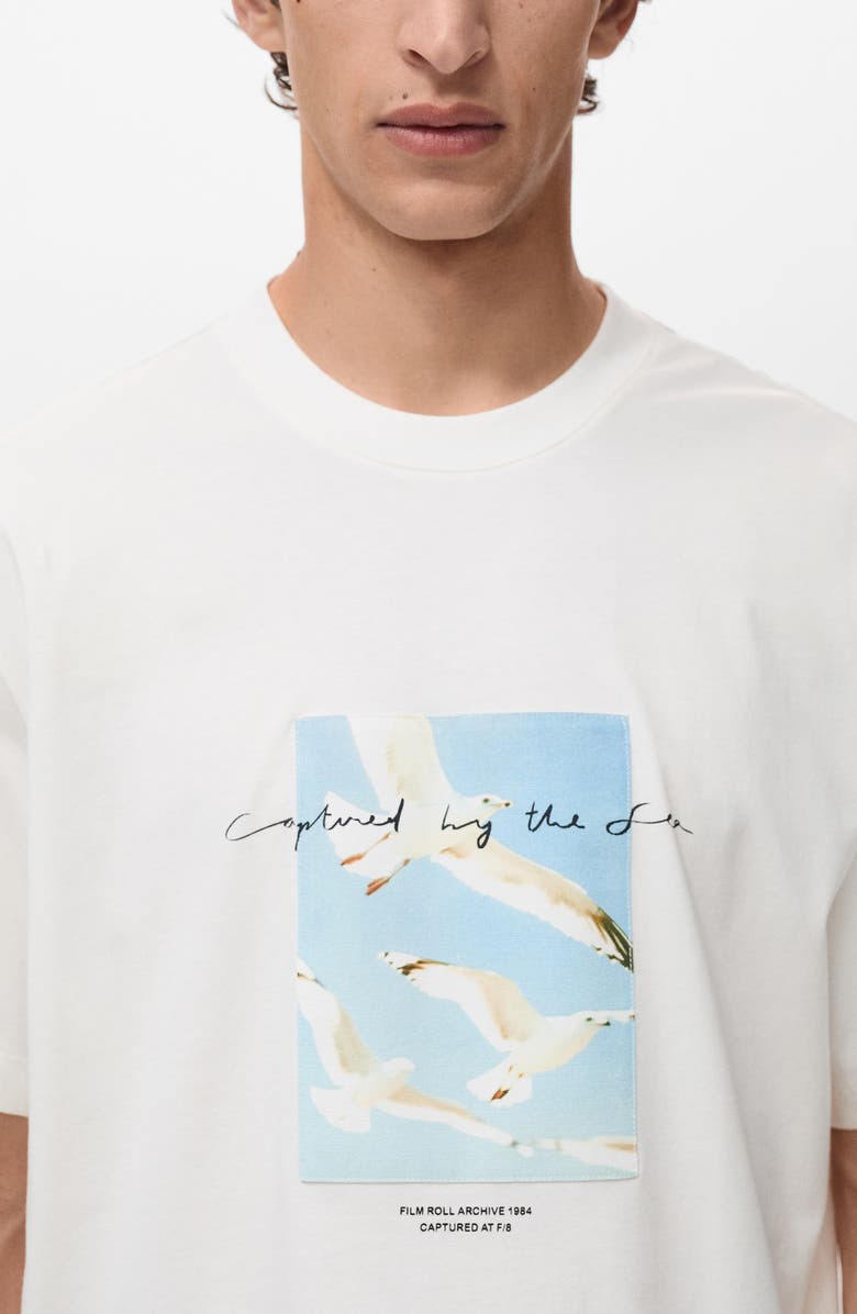 MANGO Relaxed Fit Graphic T-Shirt, Alternate, color, Off White