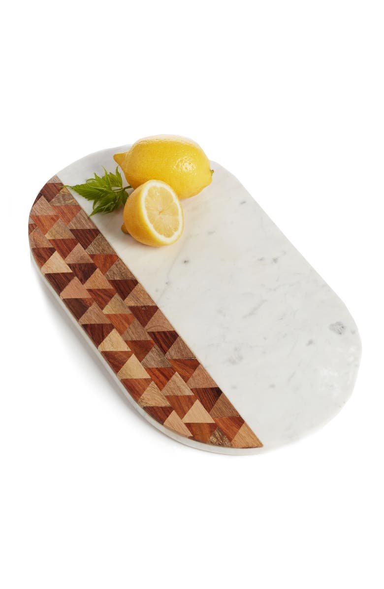 NORDSTROM AT HOME Chevron Marble & Wood Serving Board, Main, color, 