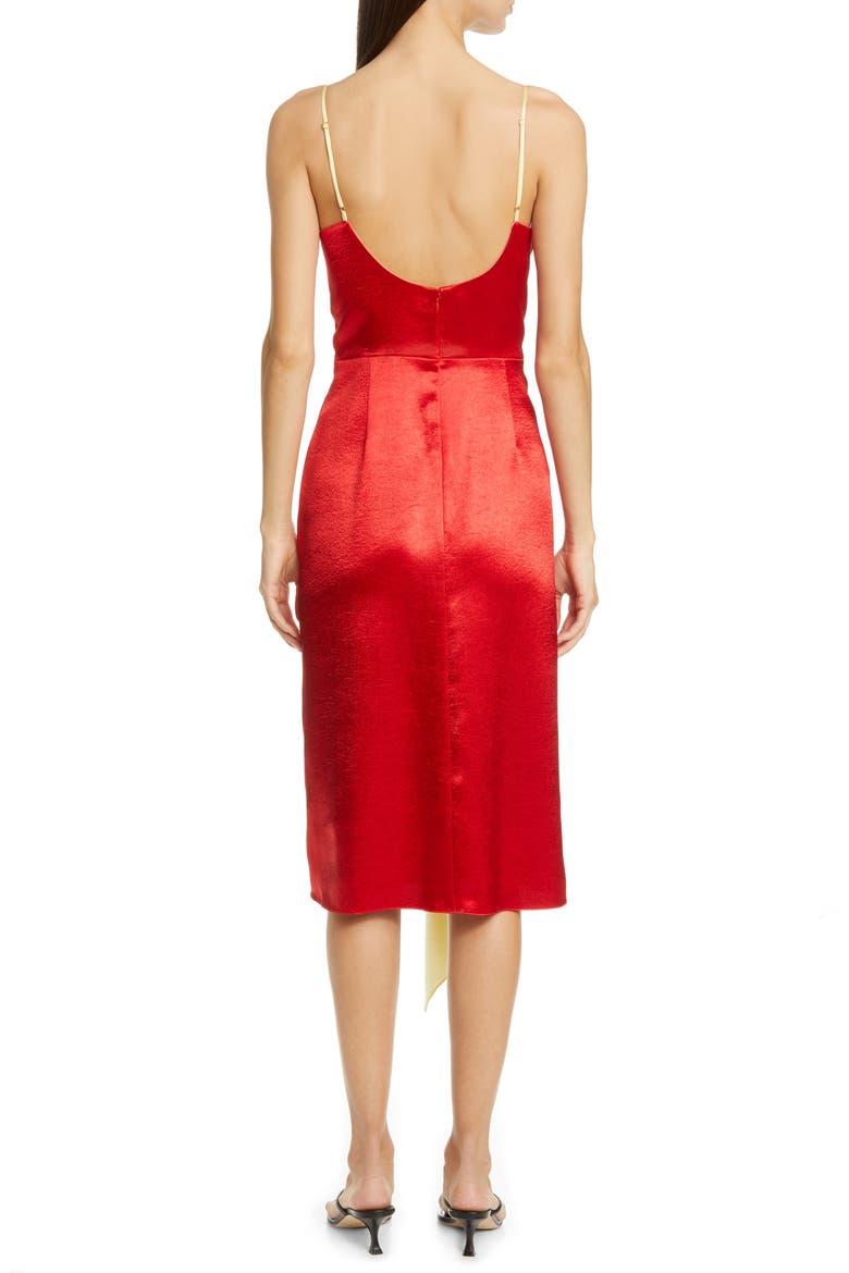 Farrah Drape Satin Midi Dress, Alternate, color, RED LIPSTICK