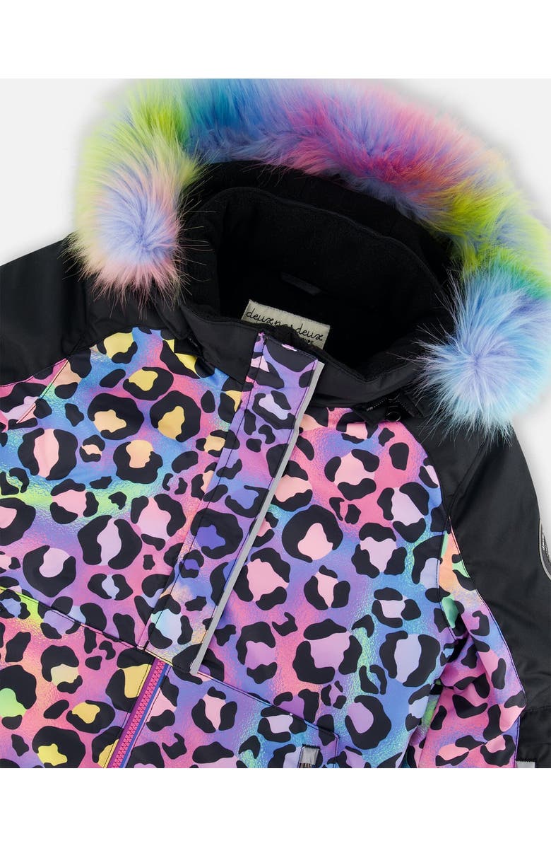 Deux par Deux Girl's Two Piece Snowsuit Printed Rainbow Leopard, Alternate, color,