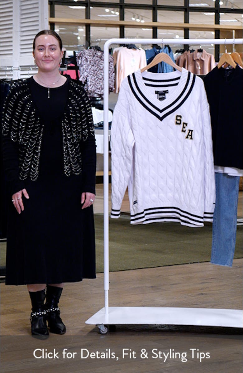 Women's Pro Standard White Seattle Seahawks Prep V-Neck Pullover Sweater, sales video thumbnail