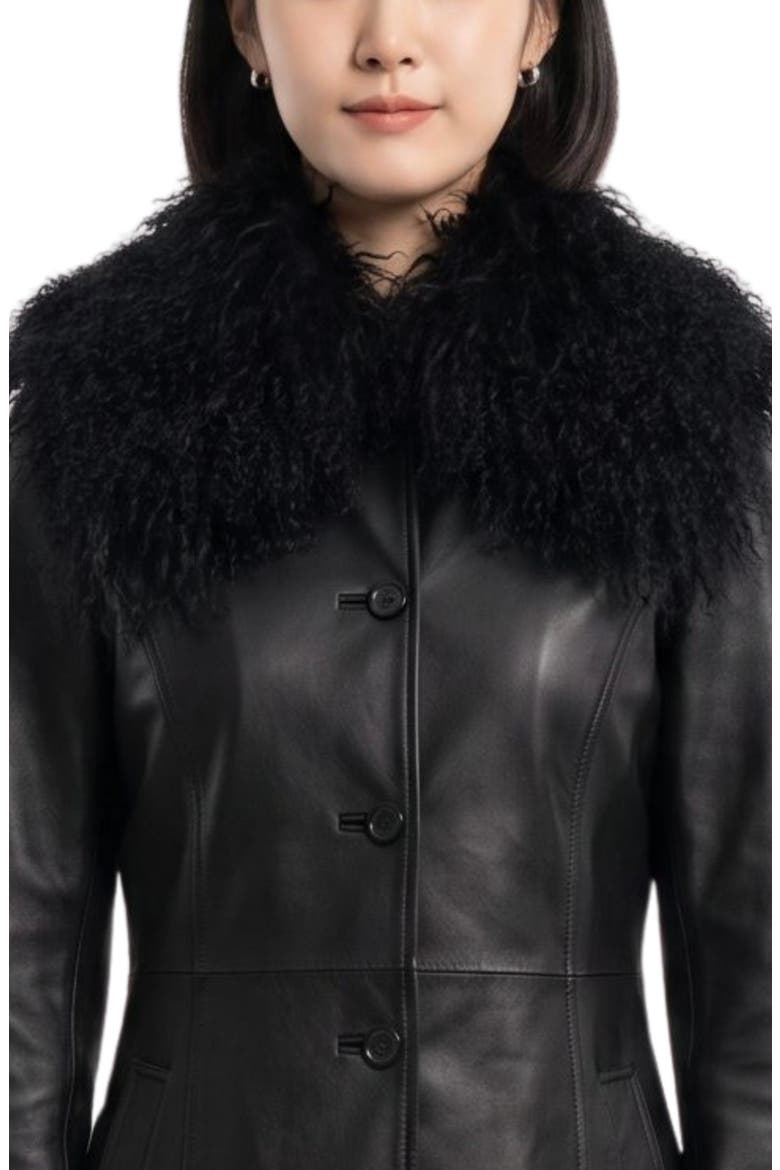 Mongolian Faux Fur Collar, Alternate, color, BLACK