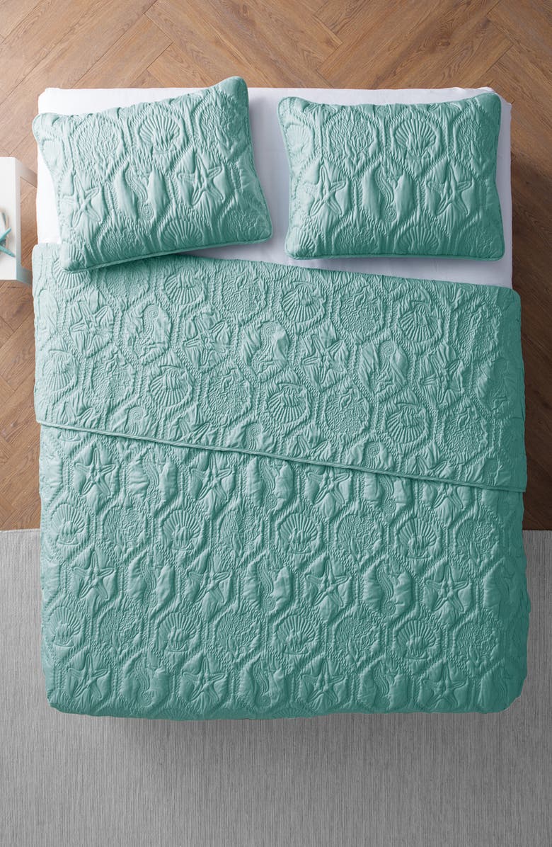 VCNY HOME Shore Embossed 3-Piece Quilt Set - King, Alternate, color, Blue Teal