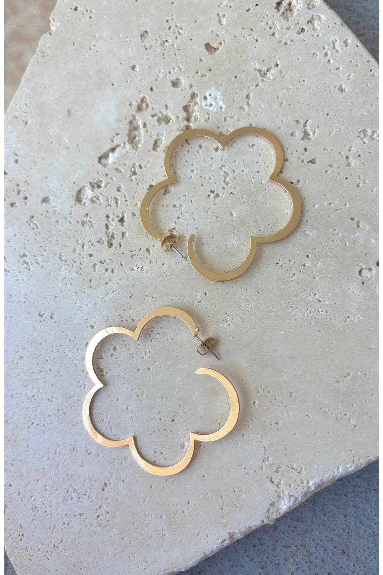 Clover Hoop Earrings, Alternate, color, GOLD