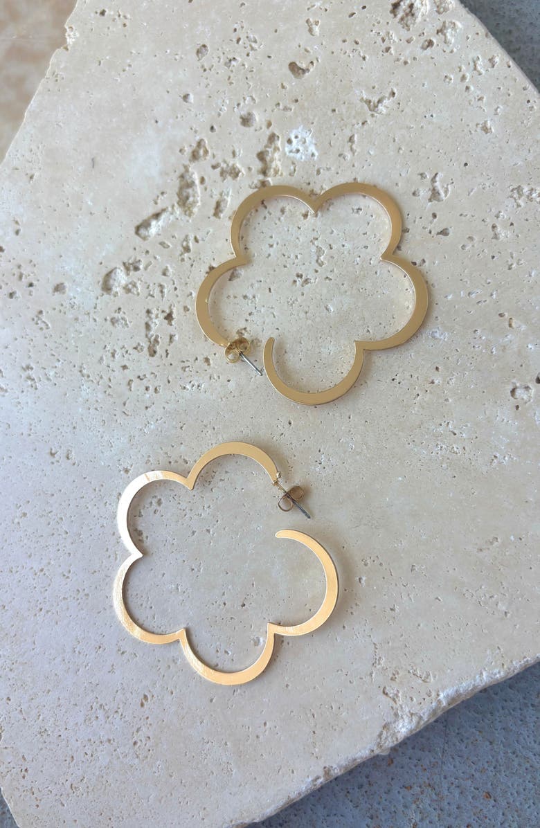 Adornia Clover Hoop Earrings, Alternate, color, Gold