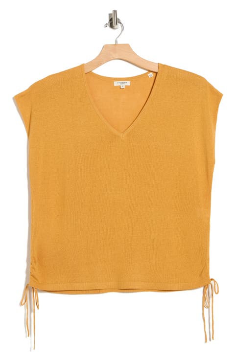 Ruched Cap Sleeve Sweater (Plus)