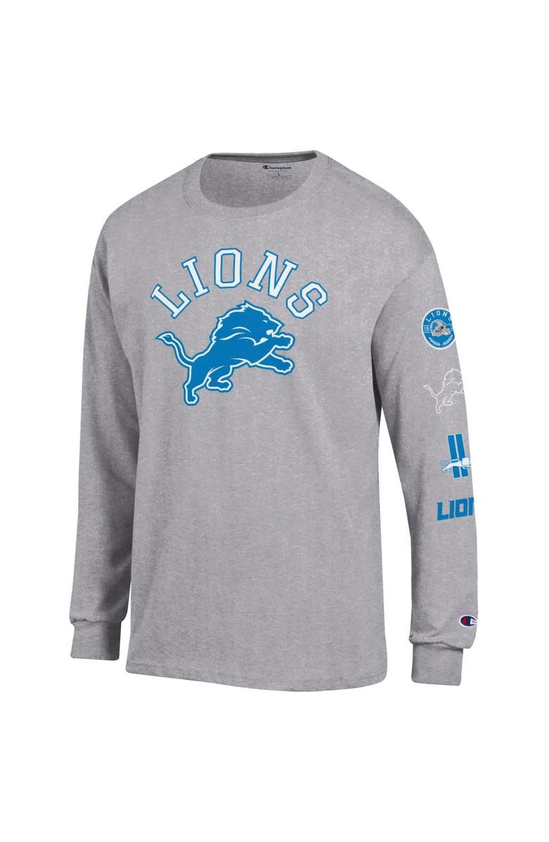 Champion Men's Champion Heather Gray Detroit Lions Seal Long Sleeve T-Shirt, Alternate, color, Heather Gray