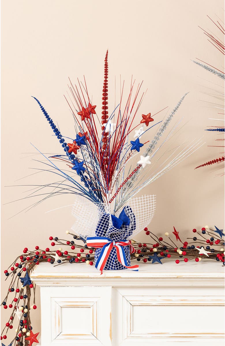 Glitzhome 21"H Patriotic Americana Stars and Heather Table Tree, Alternate, color, 