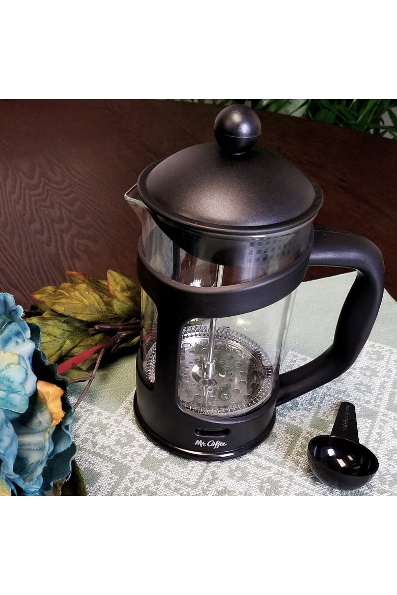 Brivio 28 Ounce Glass French Press Coffee Maker with Plastic Lid, Alternate, color, Black