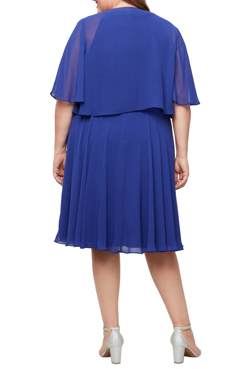 SL FASHIONS Beaded Detail Chiffon Halter Dress with Jacket, Alternate, color, Iris