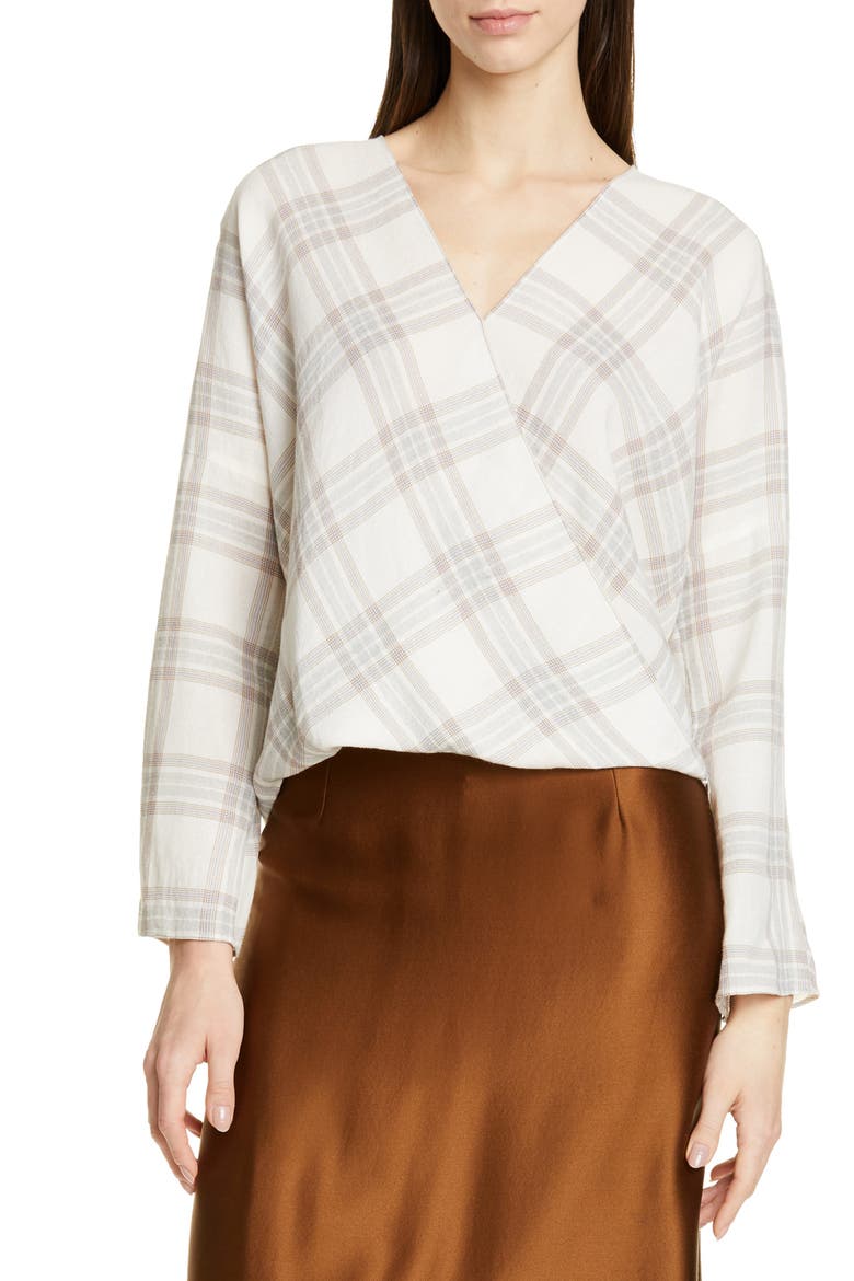 Plaid Crossover Top, Main, color, OFF WHITE