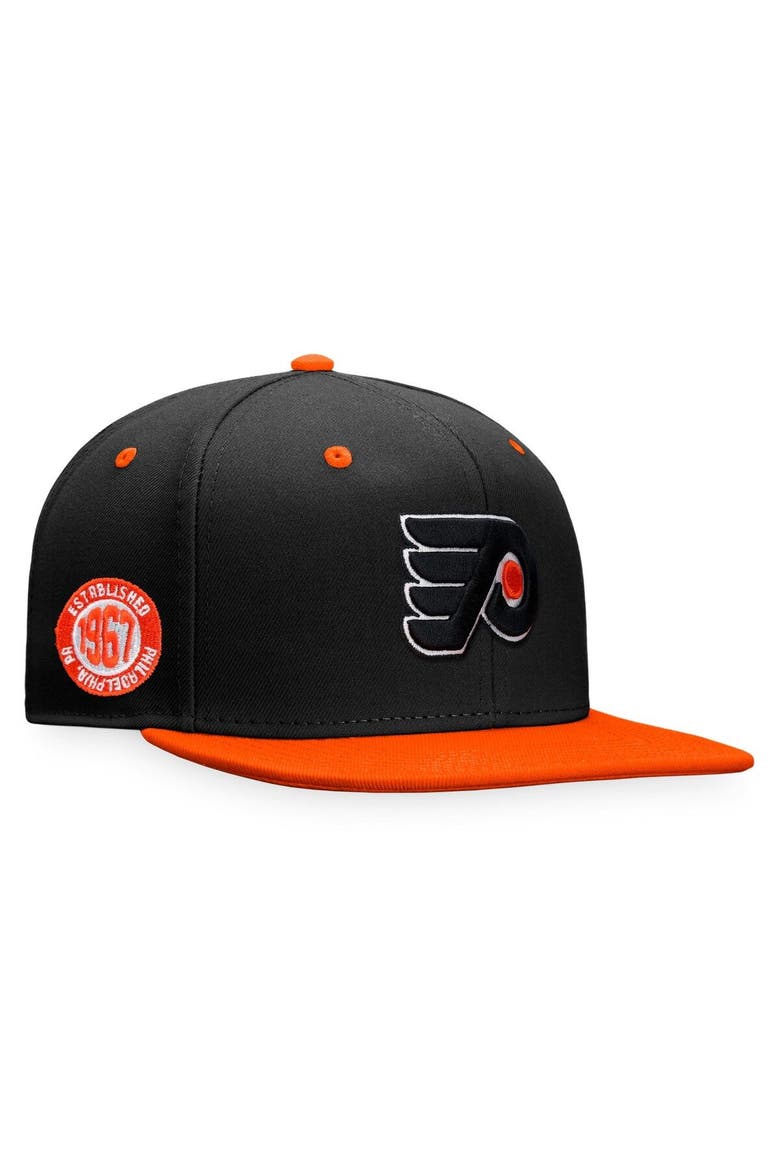 Men's Fanatics Branded Black/Orange Philadelphia Flyers Primary Logo Iconic Two-Tone Snapback Hat, Main, color, Black
