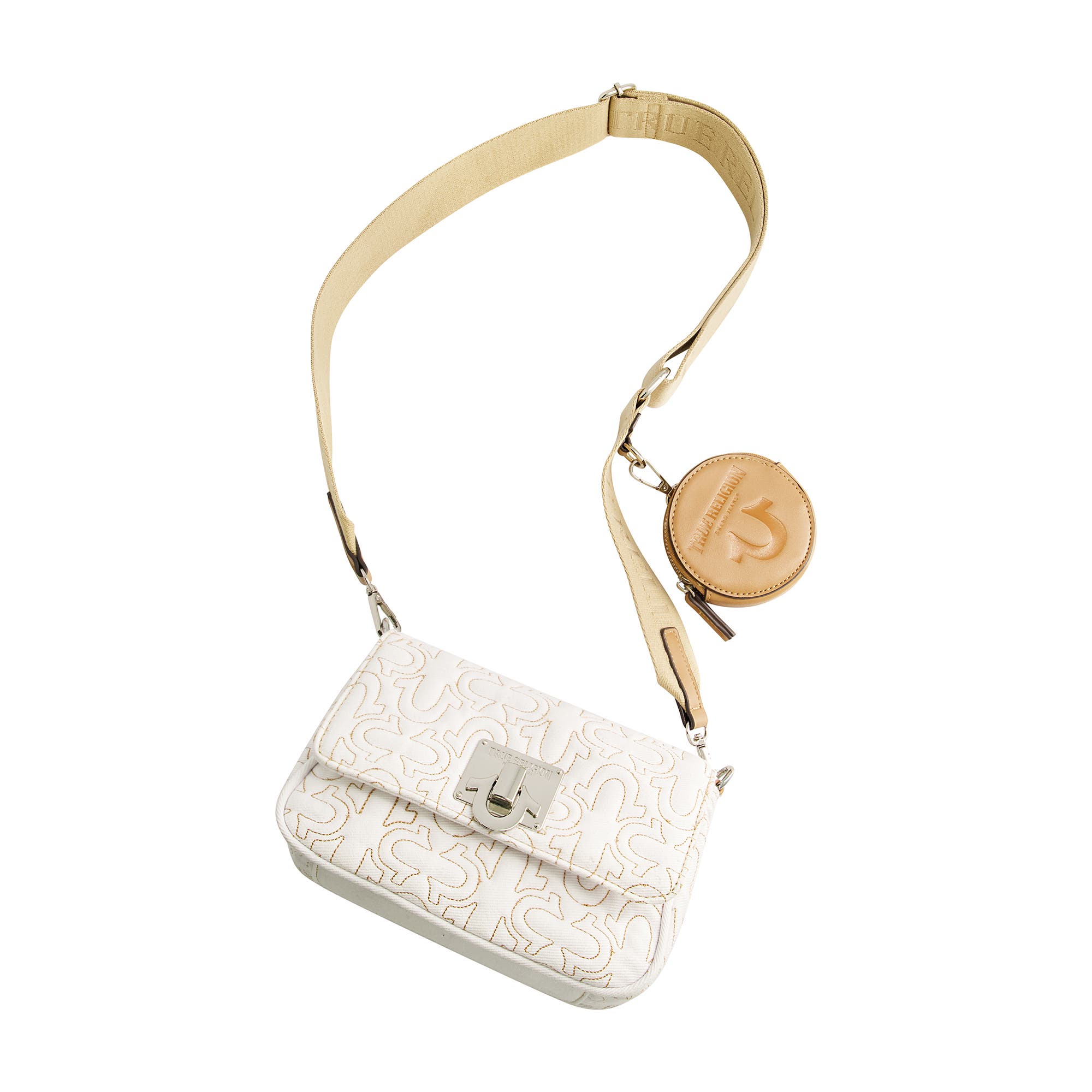 True Religion Quilted Denim Horseshoe Flap Crossbody, Alternate, color, 