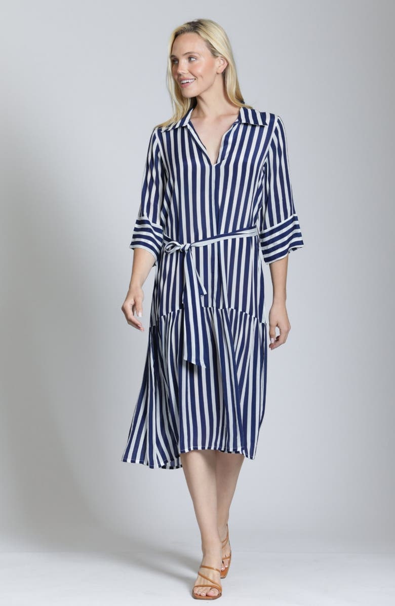 APNY Stripe Shirtdress, Alternate, color, Navy