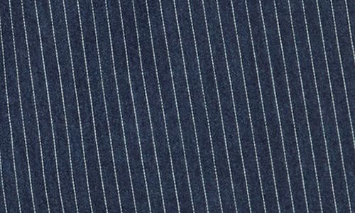 Democracy Skyrise Pinstripe Pleated Crop Wide Leg Jeans In Indigo