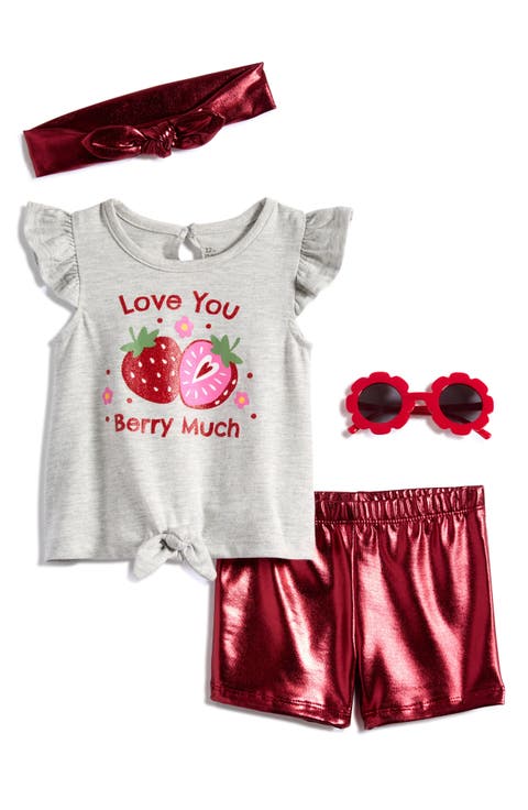 Berry Much Graphic T-Shirt, Shorts, Headband & Sunglasses Set (Baby)