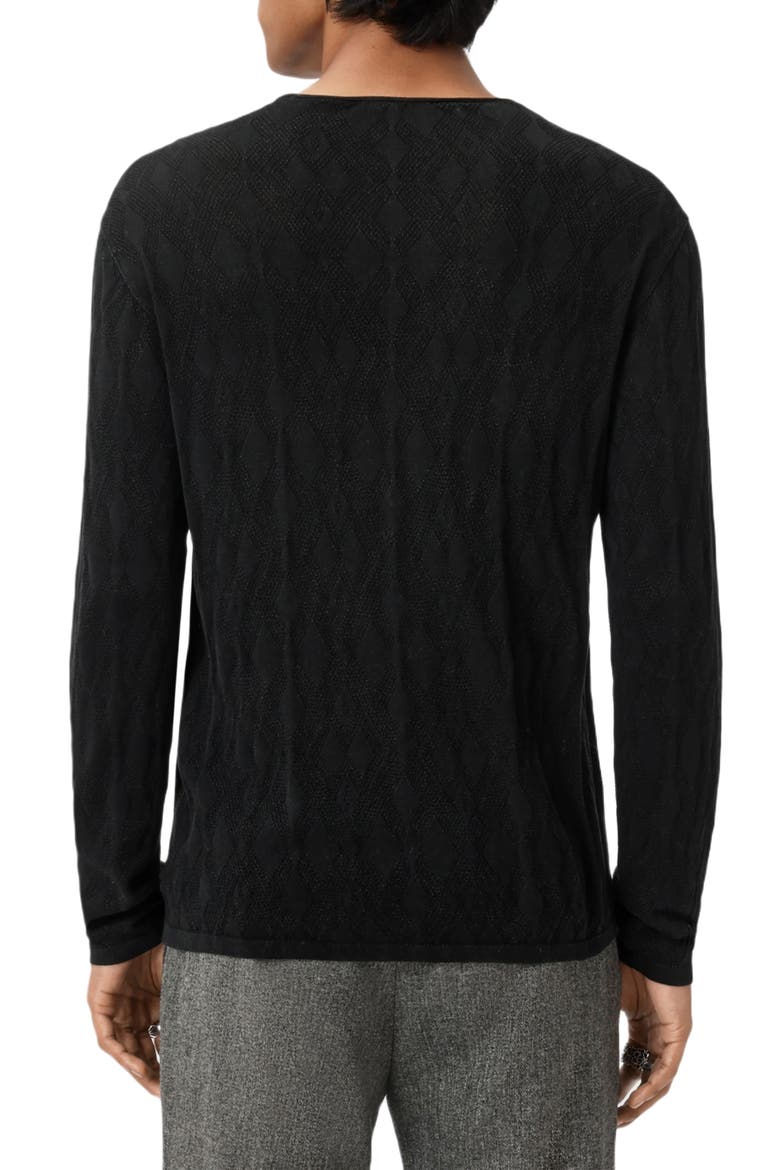 Brycen Broken Argyle Organic Cotton Sweater, Alternate, color, BLACK