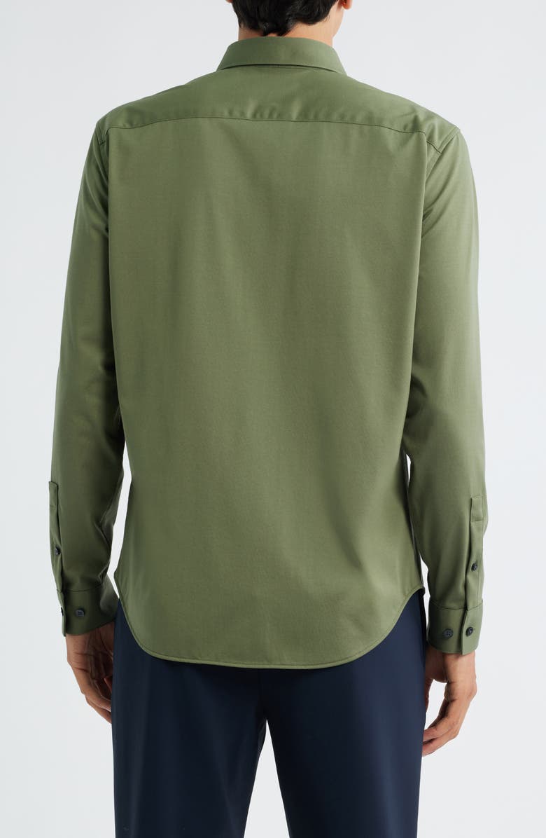 Theory Sylvain ND Structure Knit Button-Up Shirt, Alternate, color, Orchard