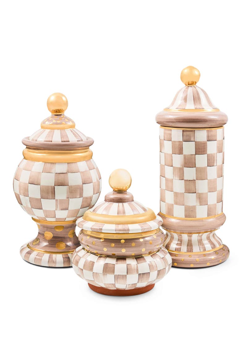 Mocha Check Ceramic Groovy Canister, Alternate, color, MOCHA