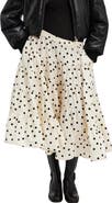 Free People Full Swing Floral Border Detail Cotton Blend Midi Skirt