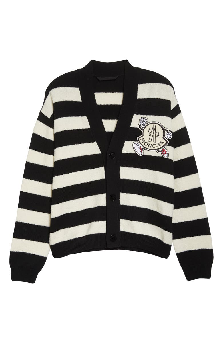 Moncler Running Logo Stripe Cardigan, Alternate, color,