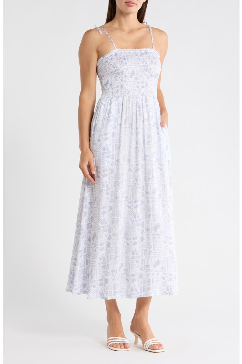 Printed Midi Dress, Main, color, SUNNY PRINT