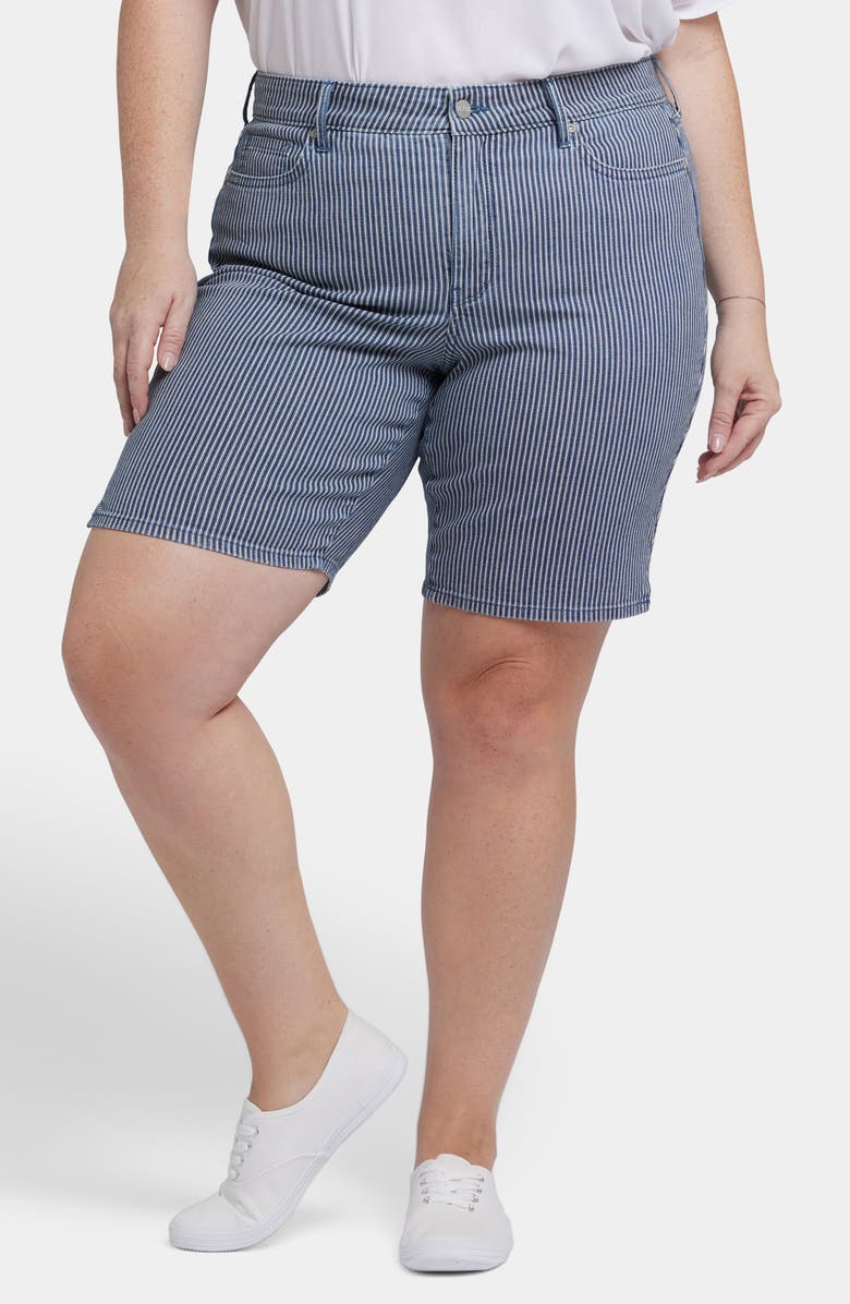 NYDJ Ella Side Slit Denim Shorts, Main, color, Malaga Stripe
