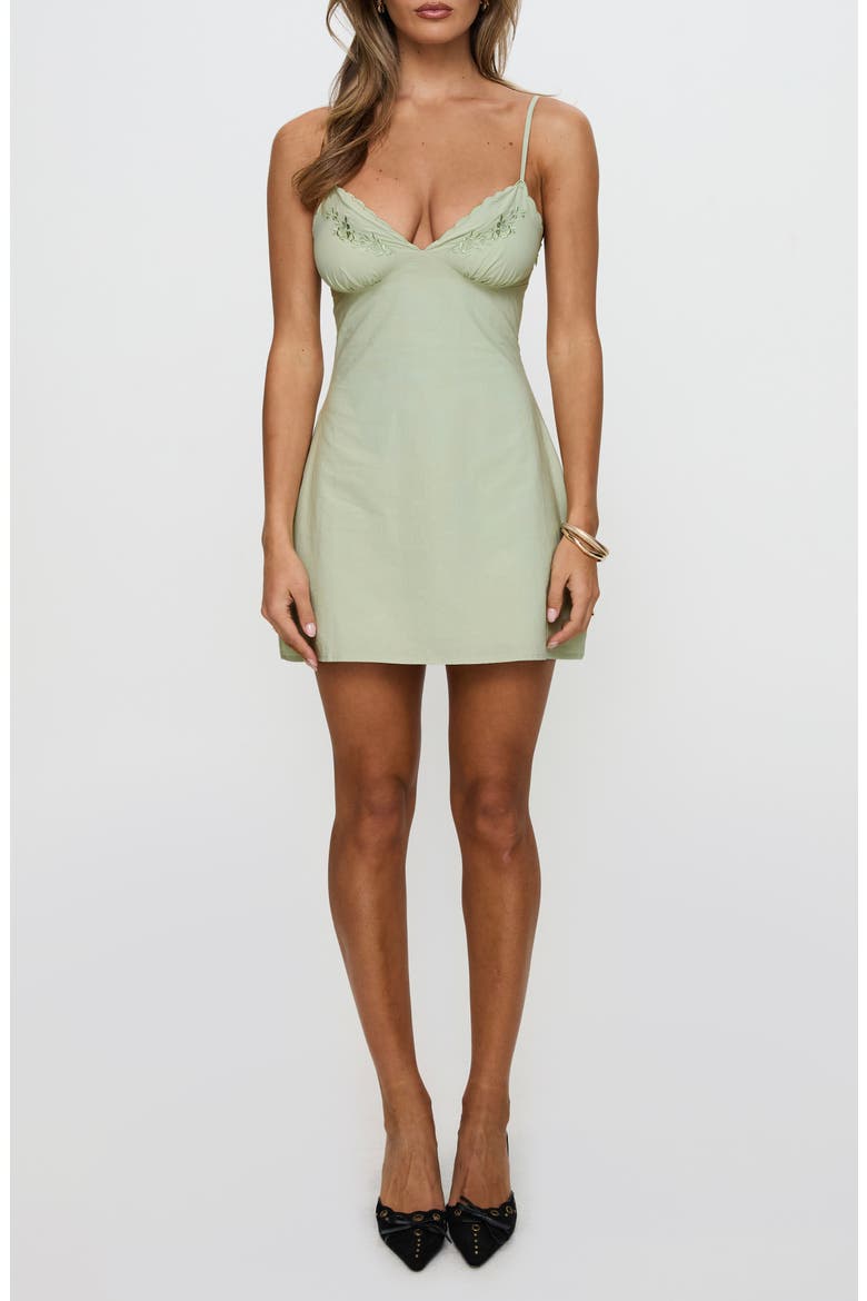 Aruba Embroidered Cotton Minidress, Main, color, SAGE