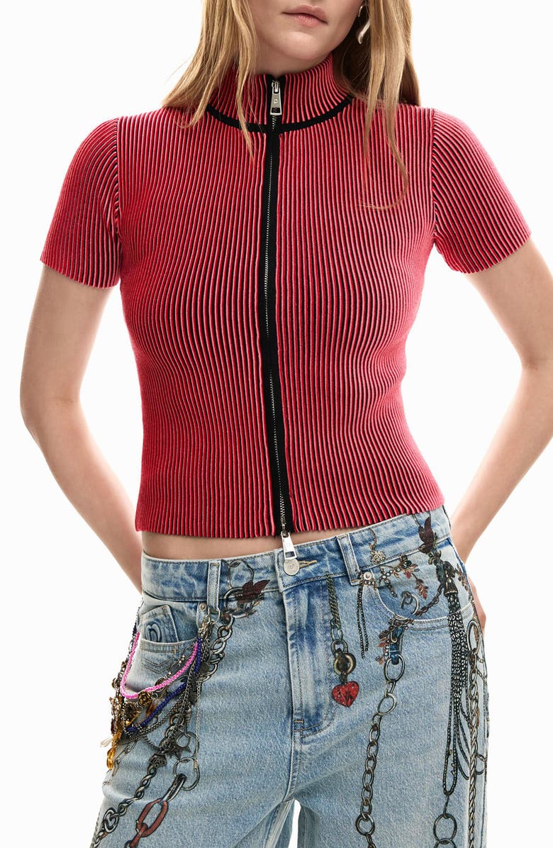 Desigual Stripe Knit Top, Alternate, color, 