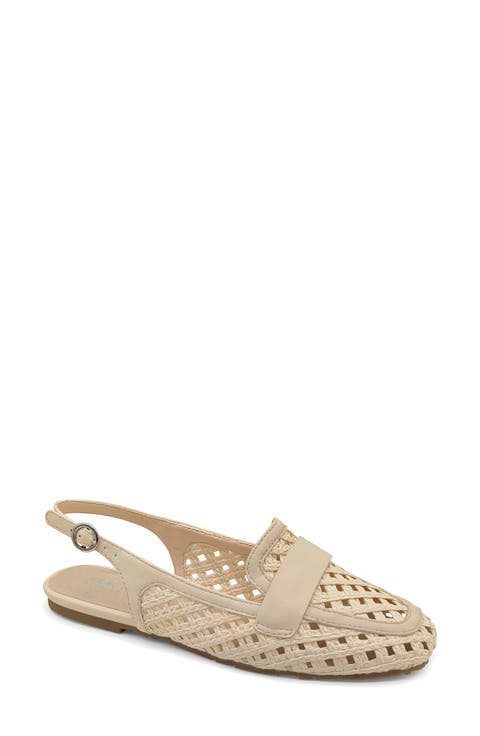 Enrica Raffia Slingback Flat (Women)