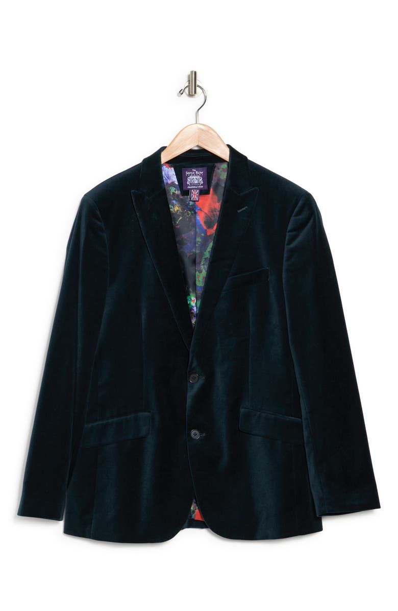 SAVILE ROW CO Deep Sea Peak Lapel Velvet Blazer, Alternate, color, Green