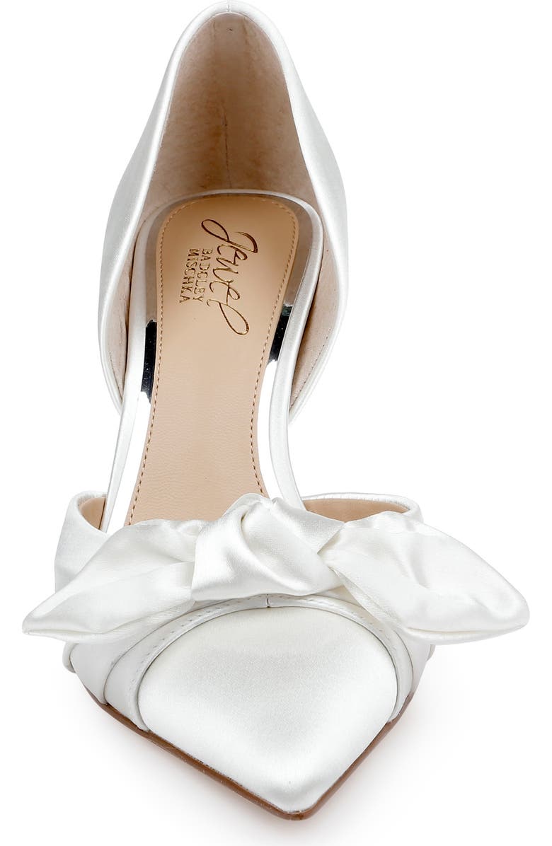 Jewel Badgley Mischka Emelia d'Orsay Pointed Toe Pump, Alternate, color, Ivory Satin