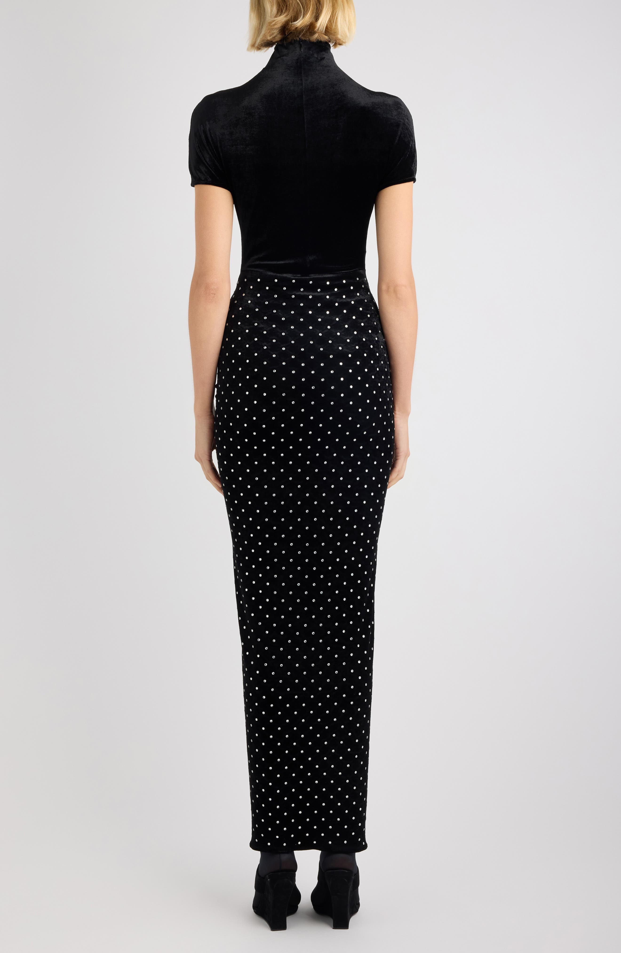 Crystal Embellished Draped Velvet Gown - image 2