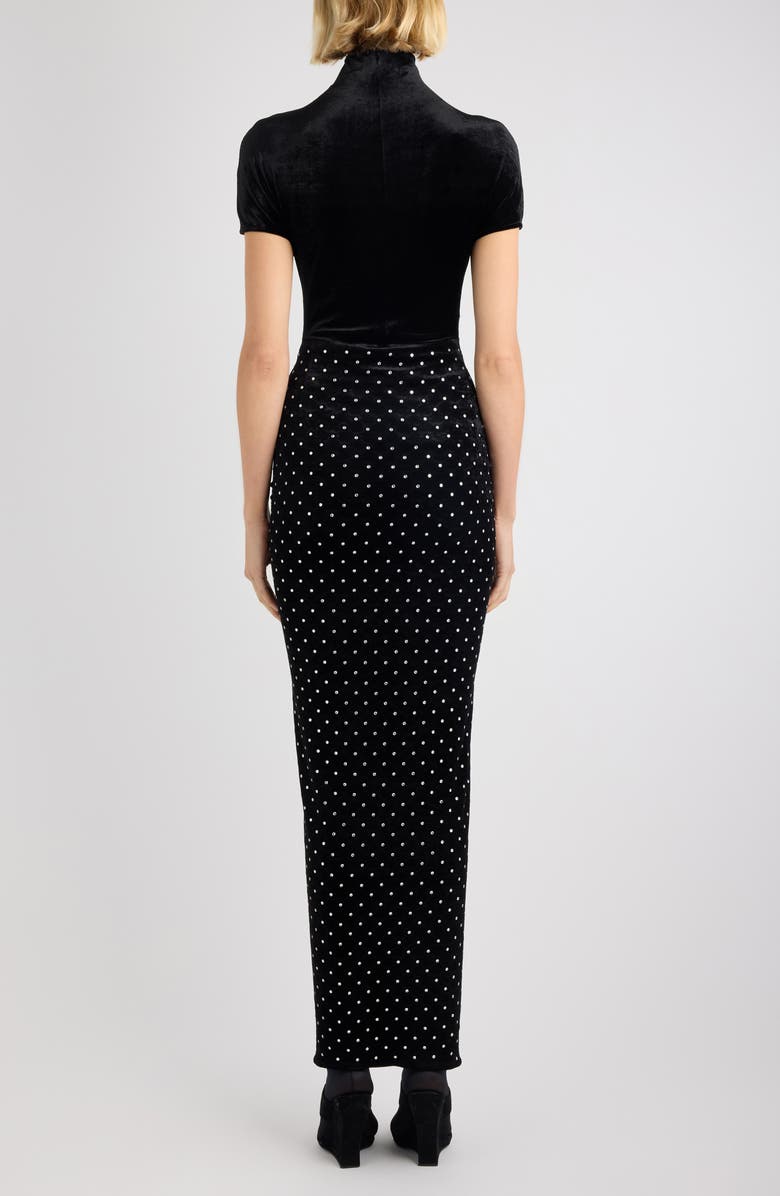 Alaïa Crystal Embellished Draped Velvet Gown, Alternate, color, Noir/ Cristal