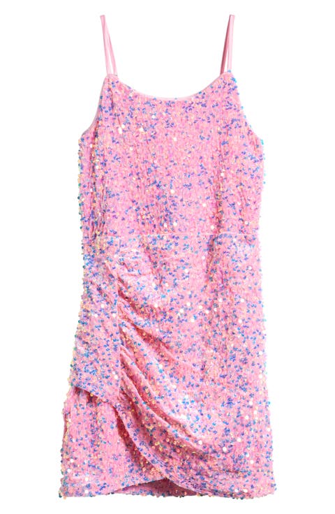 Kids' Ruched Sequin Velvet Party Dress (Big Kid)