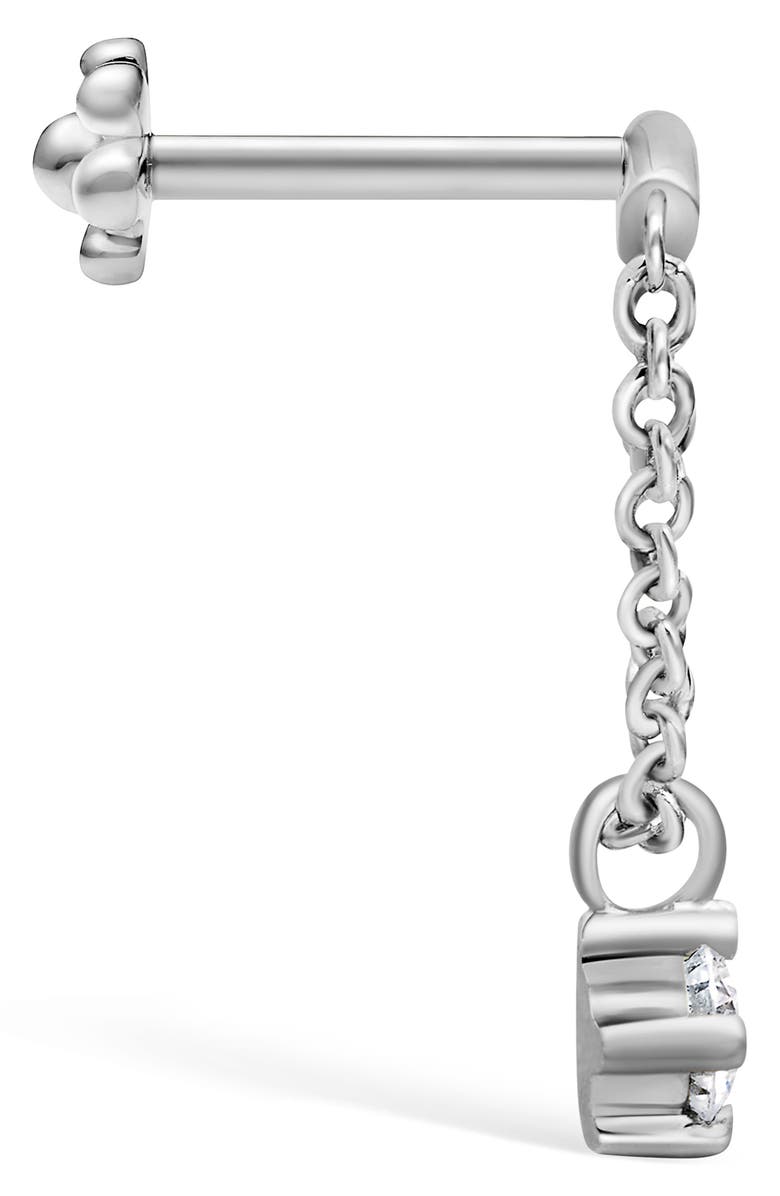 MARIA TASH Prong Set Diamond Drape Threaded Single Stud Earring, Alternate, color, White Gold