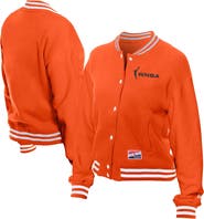 New Era Women's New Era Orange WNBA Throwback Varsity Fleece Full-Snap Jacket