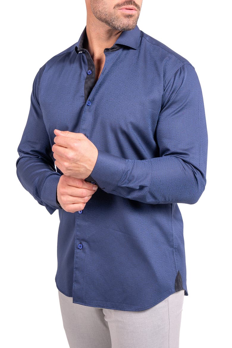 Einstein Ascension Contemporary Fit Button-Up Shirt, Alternate, color, BLUE
