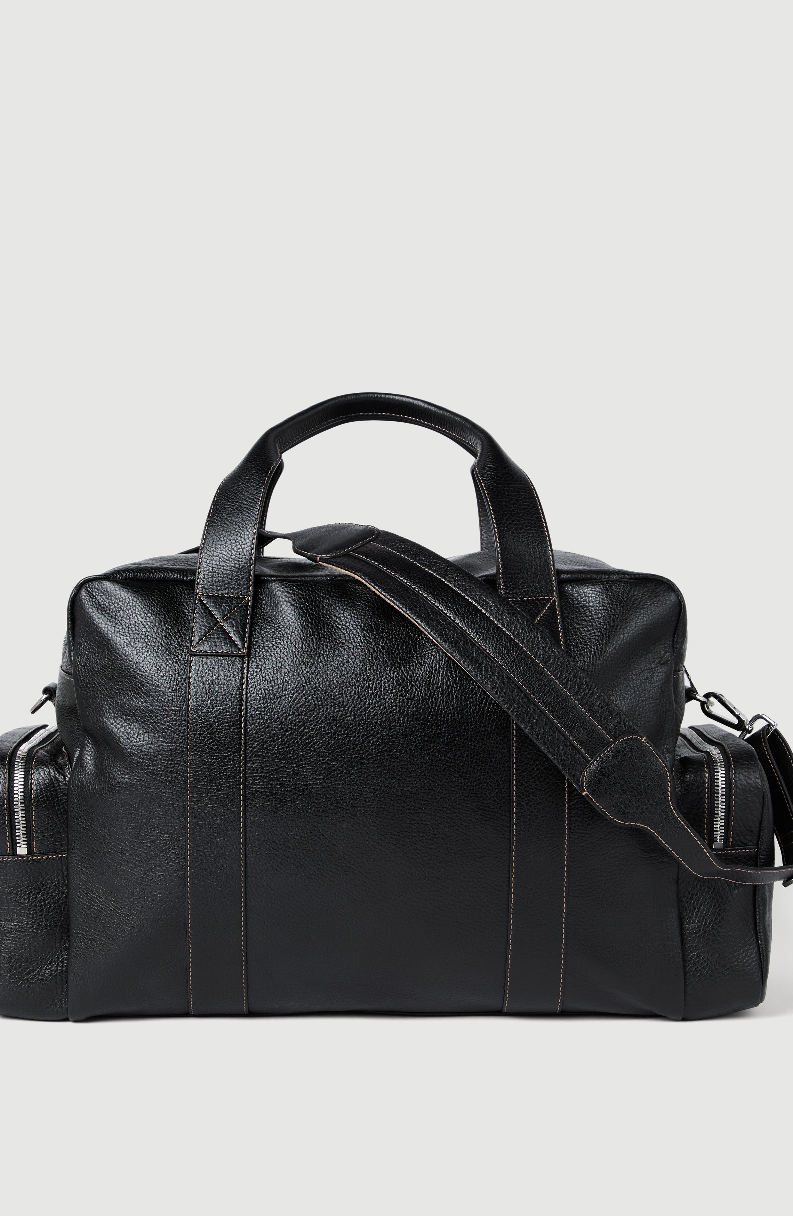 Grained calfskin leisure bag, Alternate, color, Black