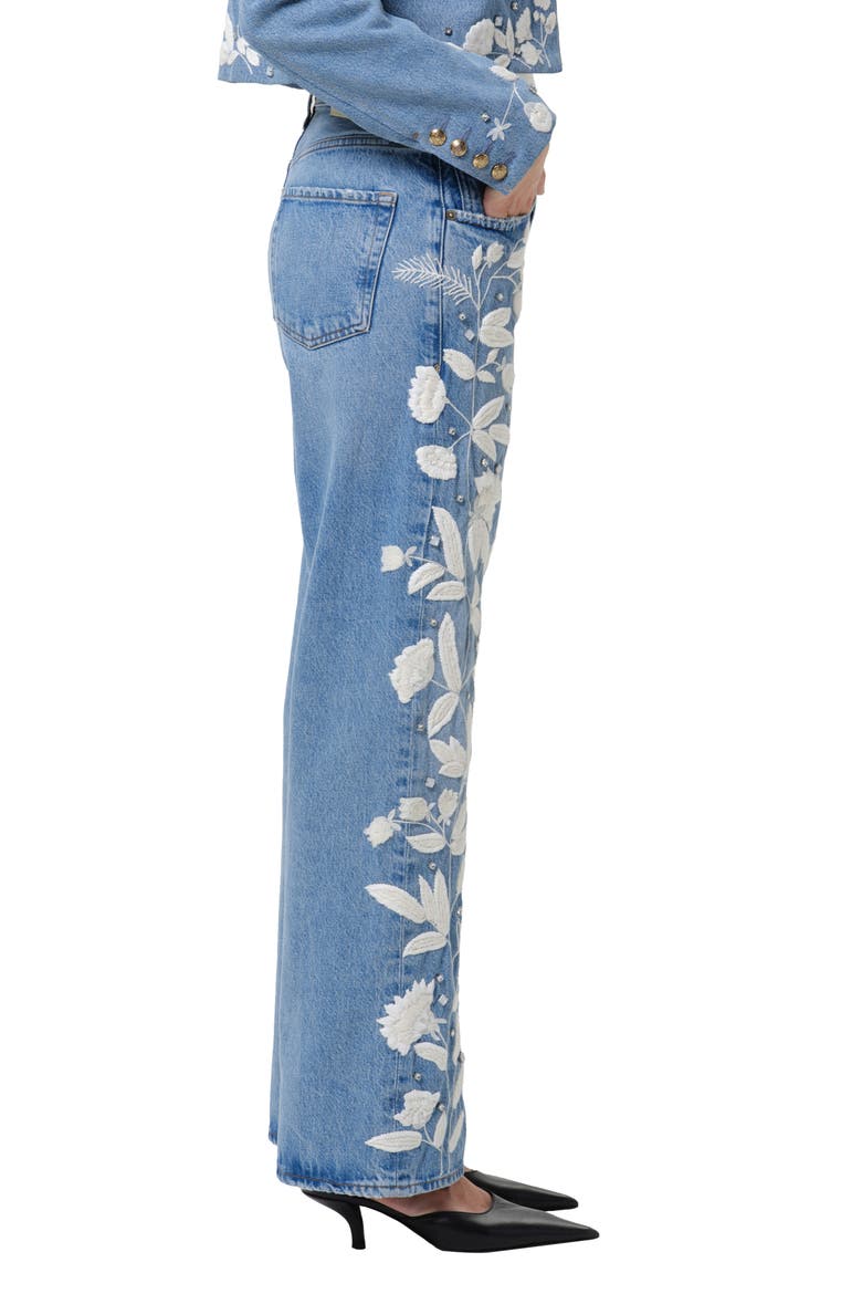Lindz Floral Embroidered Straight Leg Jeans, Alternate, color, CUPID