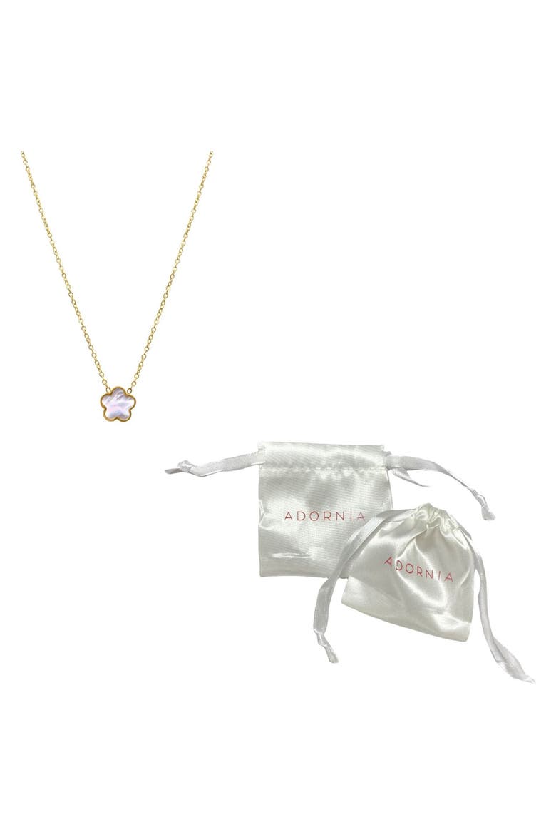 14K Yellow Gold Plated Clover Pendant Necklace, Alternate, color, WHITE