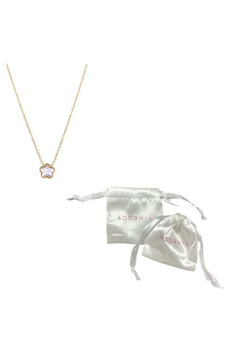 Adornia 14K Yellow Gold Plated Clover Pendant Necklace, Alternate, color, White