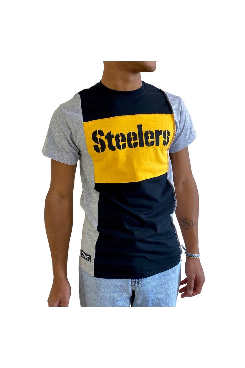 Men's Refried Apparel Heather Black Pittsburgh Steelers Sustainable Split T-Shirt, Alternate, color, Heather Black