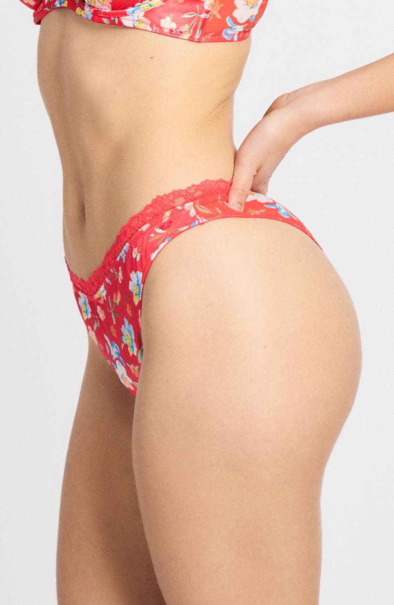 SAVAGE X FENTY Monamour High Leg Brazilian Briefs, Alternate, color, Fruitjuice Red Petal Power