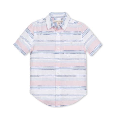 Baby Boys' Linen Short Sleeve Button Down Shirt, Infant
