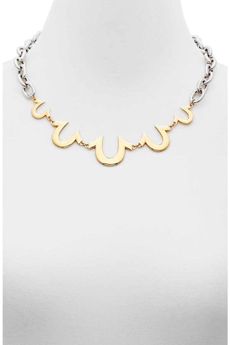 Horseshoe Two-Tone Chain Necklace, Alternate, color, TWO TONE